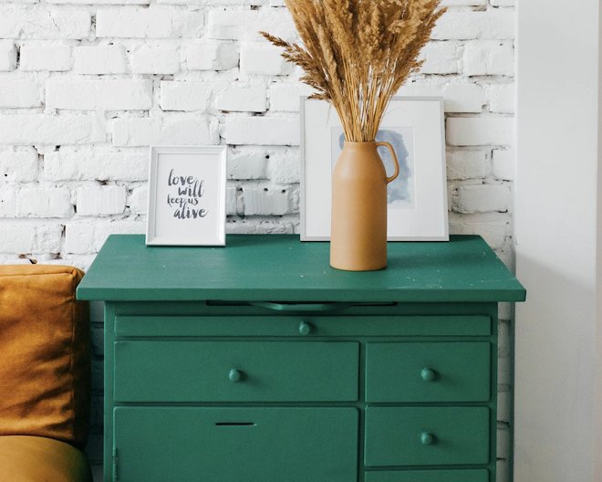 A desk with drawers